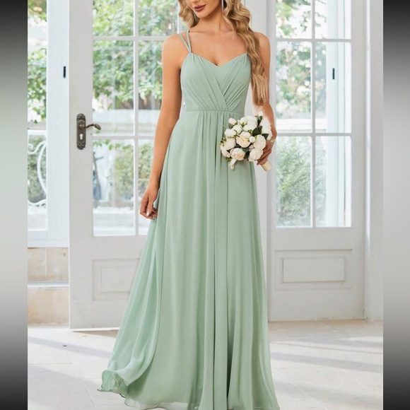 NEW Convertible Chiffon Lace Open Back Spaghetti Straps Bridesmaid Dress - Picture 6 of 8